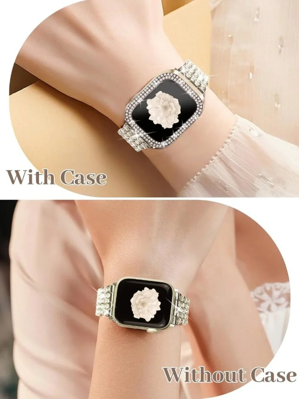 Luxury Diamond Bling Bands for Apple Watch 38mm-49mm, Metal Bracelet Strap